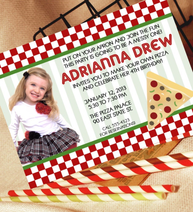 Pizza Party Printable Invite for Baby Shower or Birthday Party DIY Invitation by BeeAndDaisy Il_570xn