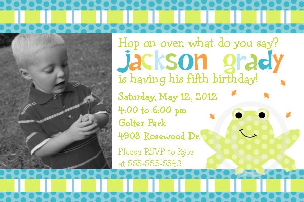 Boys Frog Printable Invitation for Birthday Party or Baby Shower DIY Invite by BeeAndDaisy Il_570xn