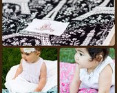 Toddler/ Crib Blanket -- Michael Miller Eiffel Tower Cotton Print with Solid Color Minky -- CUSTOM MADE