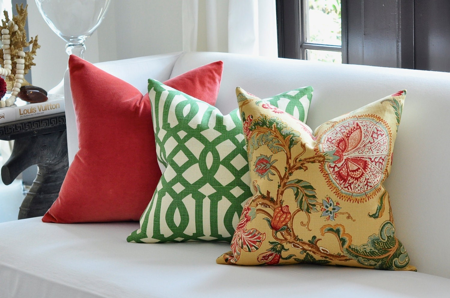 ANNIVERSARY SALE - 20"sq. Imperial Trellis pillow cover in Treillage