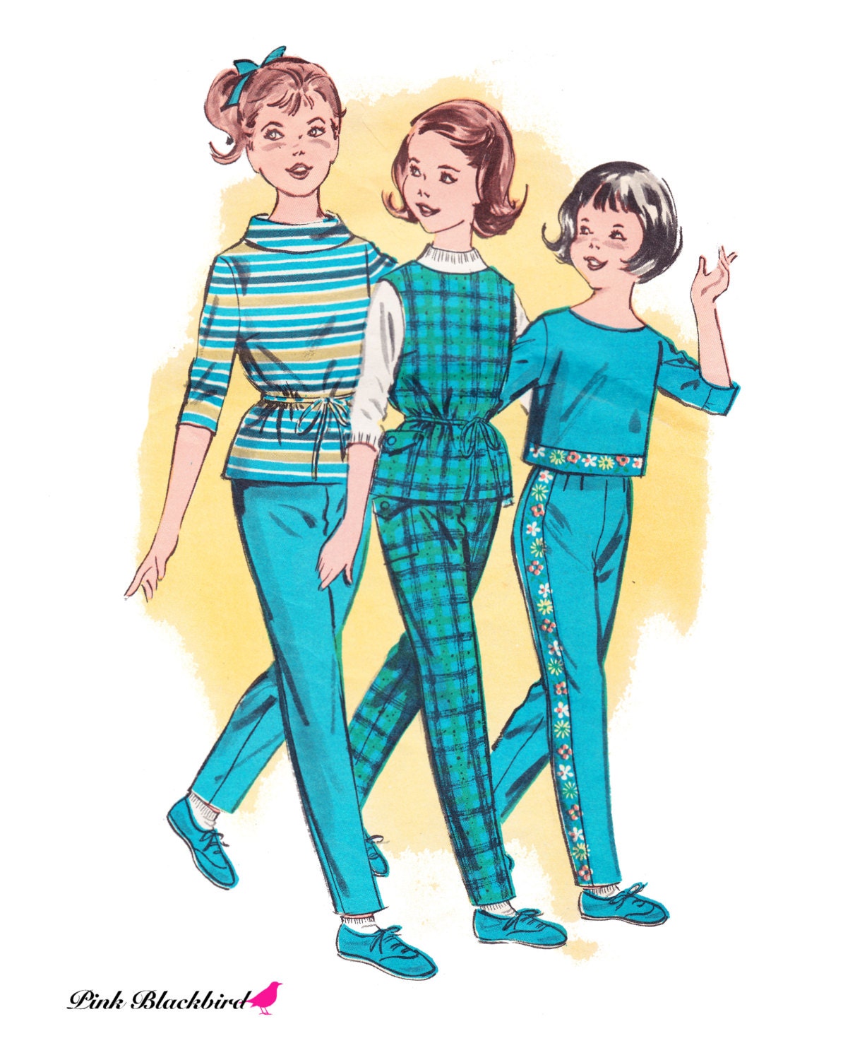 1950s Girls Blouse and Pants Vintage Pattern / Vintage 50s Butterick 9554/ Girls Top and Pants Coordinates/