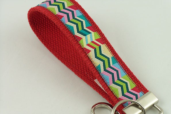 Key Fob made with Cotton Webbing and Designer Ribbon