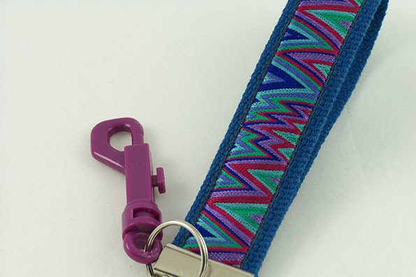 Key Fob made with Cotton Webbing and Designer Ribbon