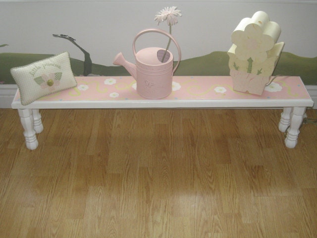 Custom made solid wood girls bench/bedroom/playroom  /coordinates w/pottery barn