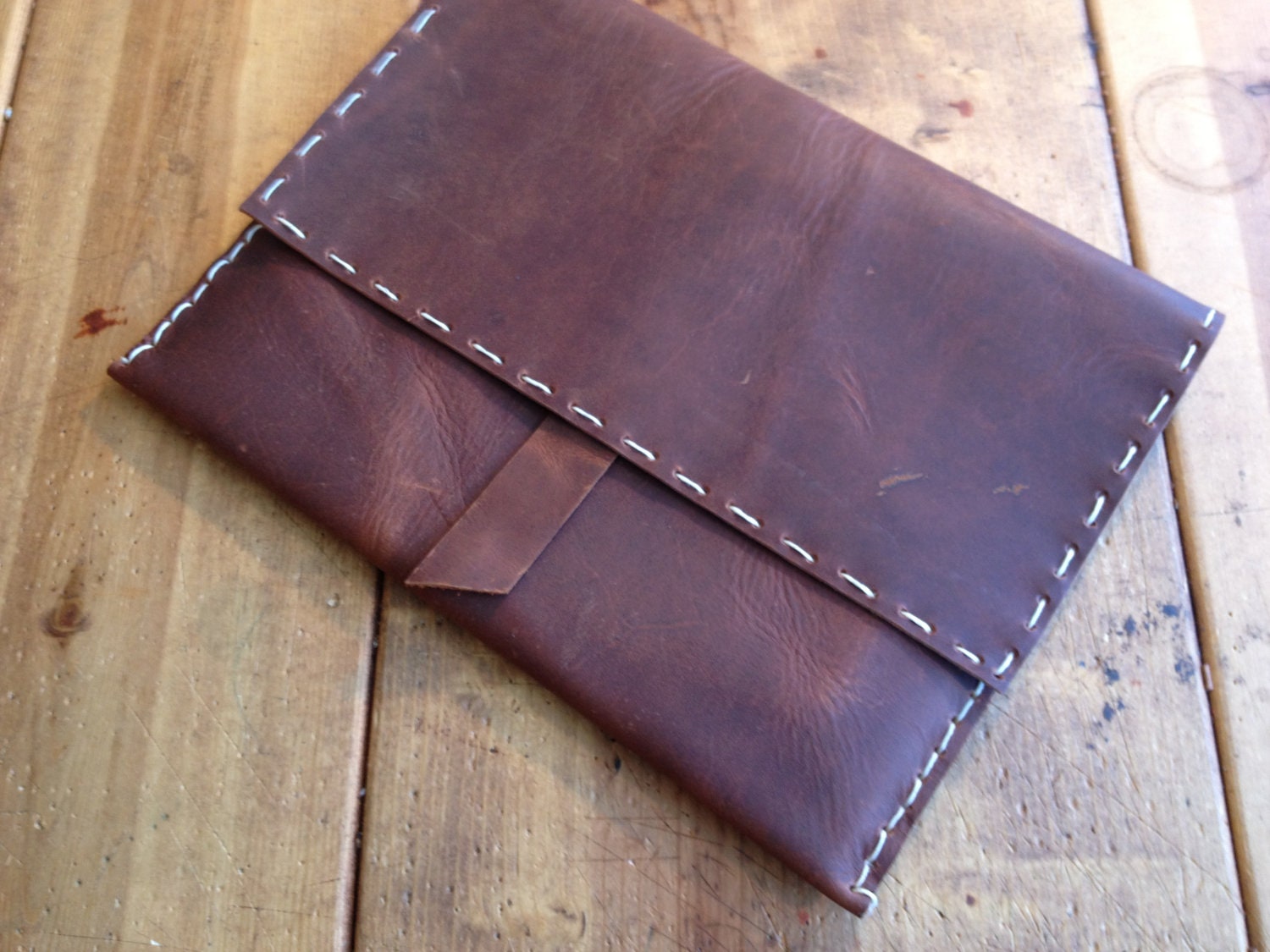 Sienna leather Ipad Case hand stitched - electricity free