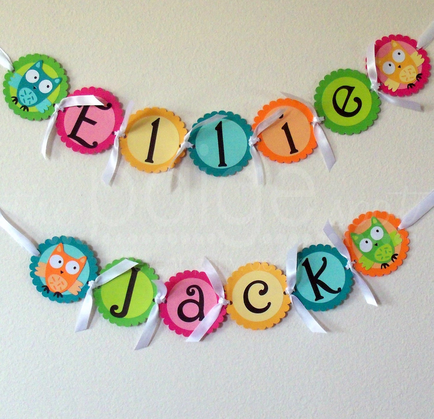 Owl NAME Banner - baby shower, birthday party, kid's room decoration - Party Hoot Owl Collection