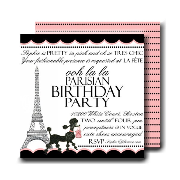 Invitation . Paris Poodle Party Collection . by Loralee Lewis