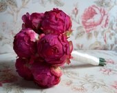 Fuchsia Pink Peony Wedding Bouquet - Peony Bud Bouquet