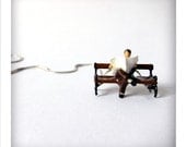 The Park Bench -  Miniature Necklace - Sterling Silver Chain - Sunday Paper Sam