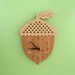 Happy Acorn Clock: Wood Bamboo Acorn Clock Kawaii Kitchen Office Decor