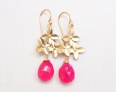 Matte Gold Berry Blossom Earrings, Gold Filled Ear Wires, READY TO SHIP