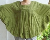 Light Green Butterfly Effect Green Cotton Blouse, green blouse