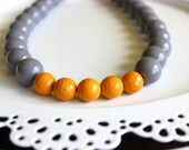 Mustard and Gray statement necklace color block