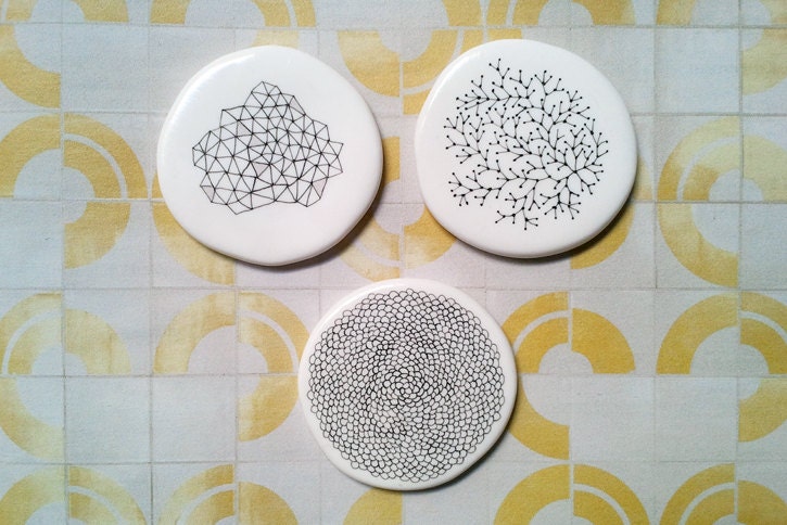 Le TRIO -  One choice -  Neurons flower and robots - brooch / ring / pendant