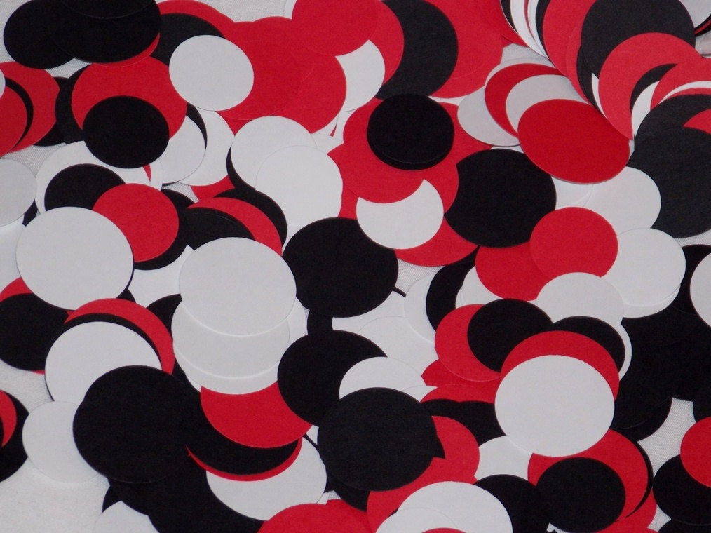 400 Paper Confetti ... Dots ... round ... Red Black White ... READY TO SHIP Il_170x135