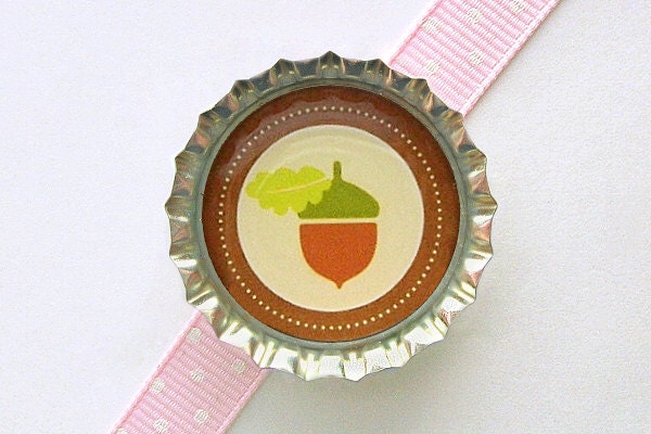 Acorn Brown Bottle Cap Magnet - acorn magnet, nature lover gift, for nature lover, woodland party favors, nature baby shower favor, decor