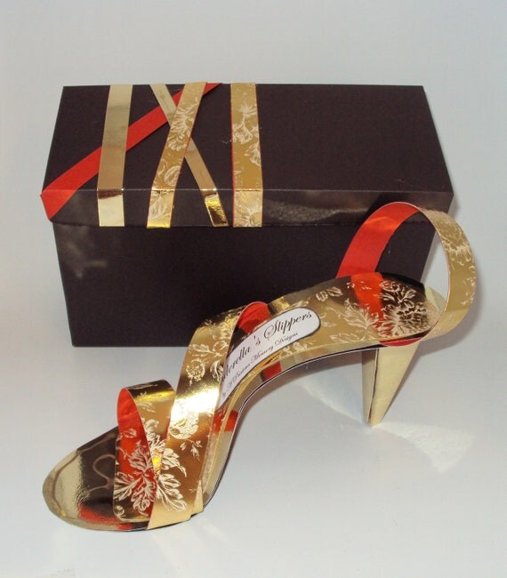 Paper Art Shoe Gold Stiletto Large Decoration Centerpiece