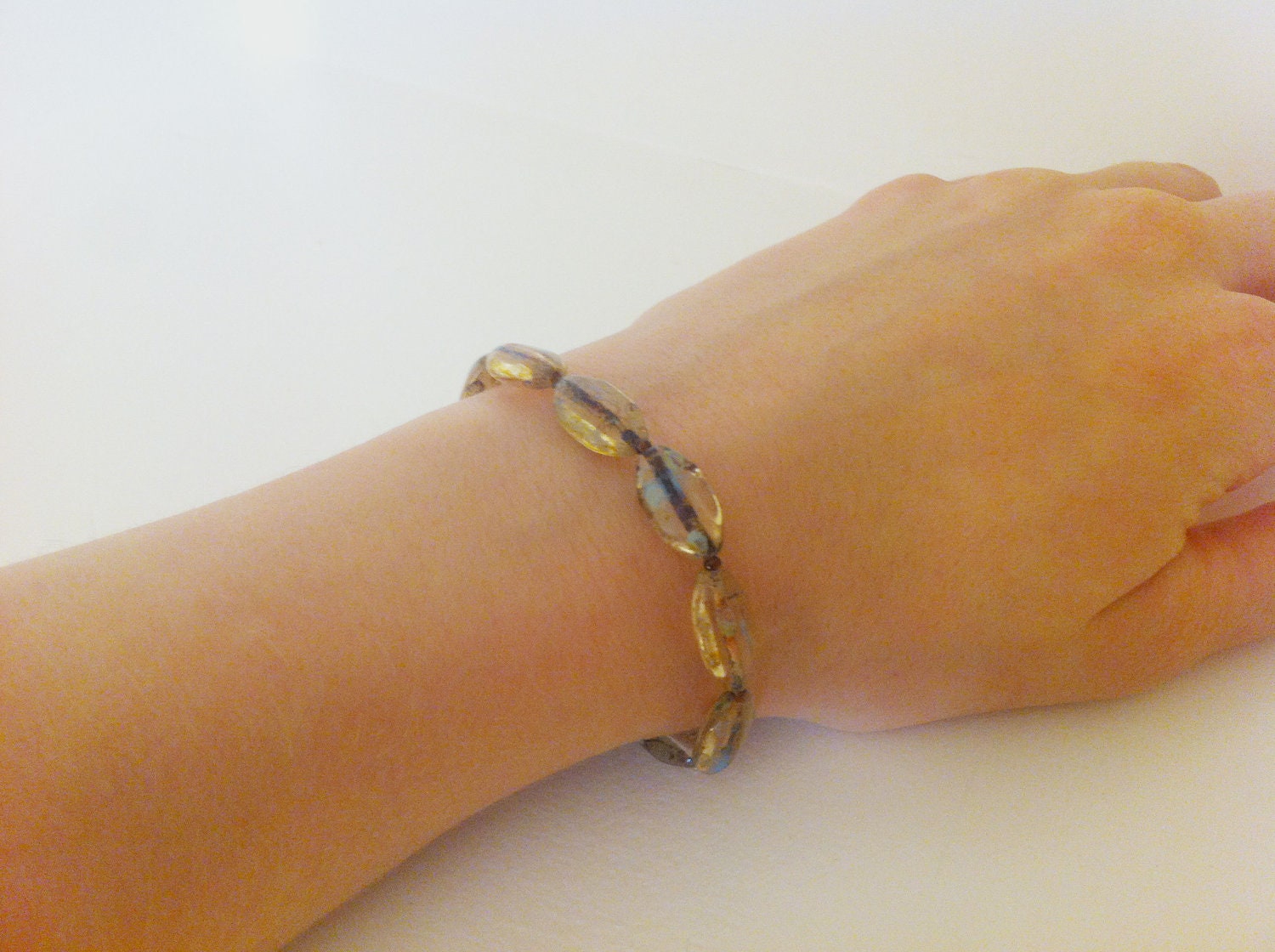 Brown Speckled Czech Glass Bracelet