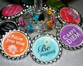 Wine Charms. Inspirational Wine Charms.  Enjoy Life: Set of 8 Wine Charms