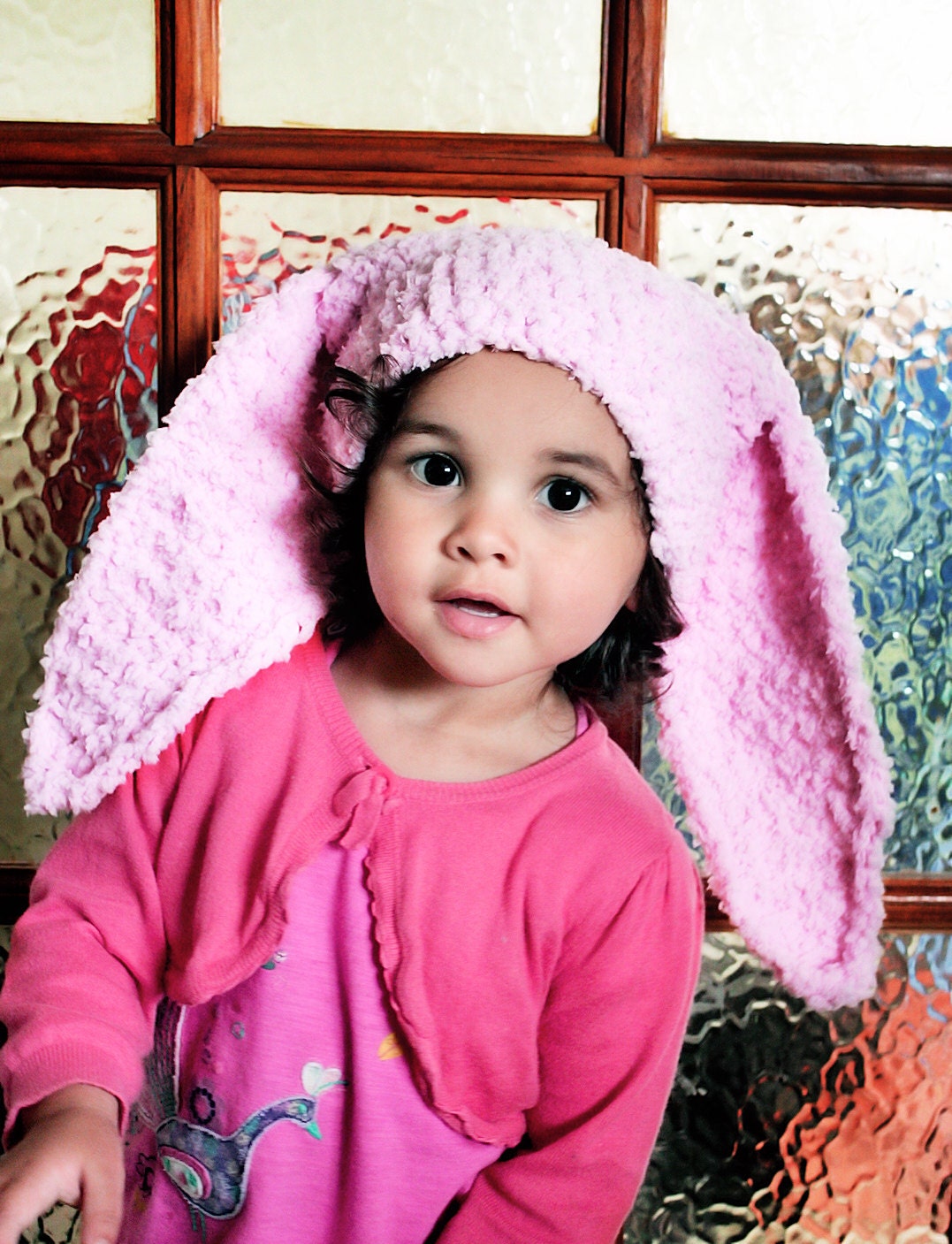 SALE 3 to 6m Pink Bunny Hat Baby Beanie - Crochet Bunny Ears Baby Hat in Baby Pink Flopsy Rabbit Hat Baby Animal Hat Photo Prop