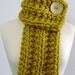 50% OFF Mustard Yellow Chunky Knit Cowl Scarf with Large Cream Button