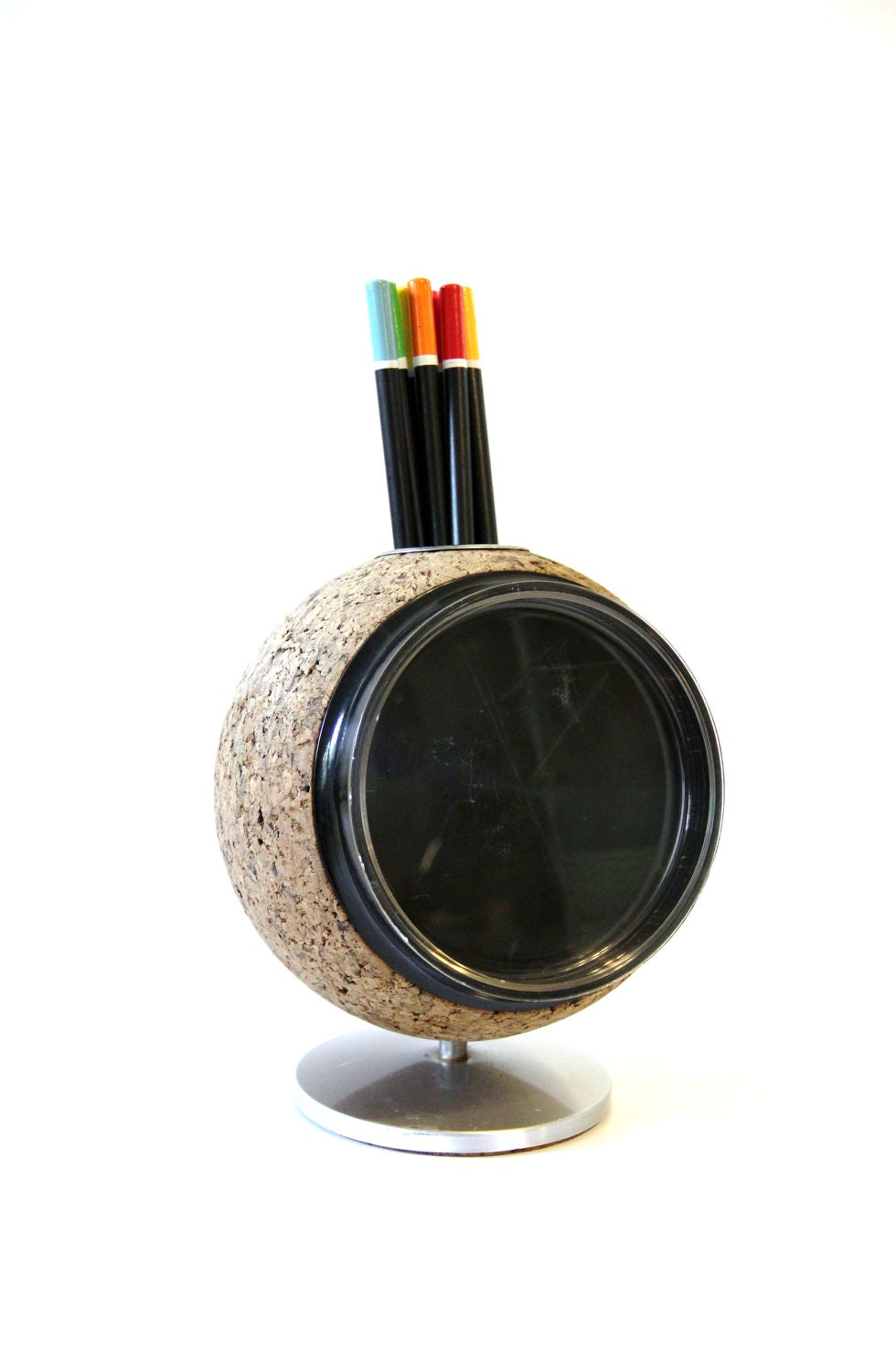 Vintage Cork Photo Frame Desk Organizer