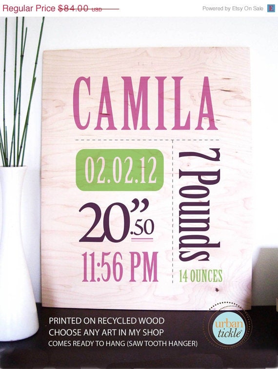 Custom Listing, Baby Birth Announcement, Wood Art Panel, Wood Birth Announcement,14X18 Inches, Newborn Decor, Baby Gift