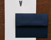 Letterpress Monogram Stationery set of 10 pieces: Letter V