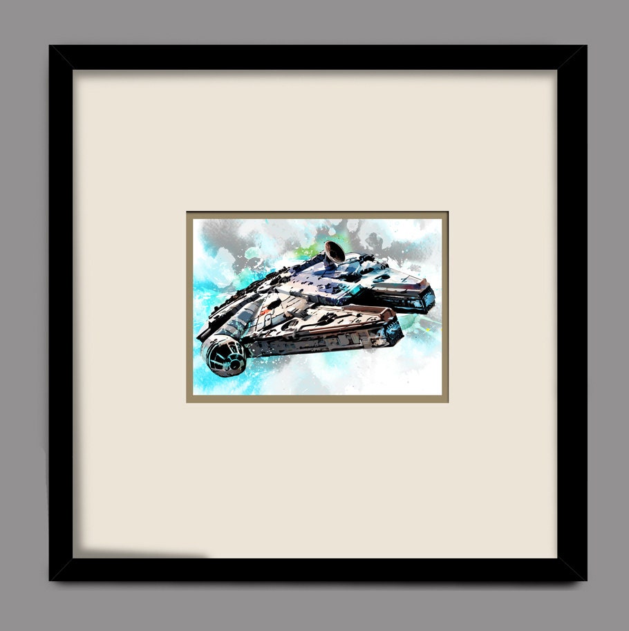 Star Wars Millennium Falcon illustration Art Print size 13x19