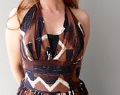 Early Alfred Shaheen Surf N Sand Hand Printed Halter Dress
