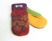 Felted Dale Wool Sweater Mitten Made from Recycled Upcycled  Sweaters, Fleece Lined, Custom Knit Wool Cuff Size Adult M/L - 3