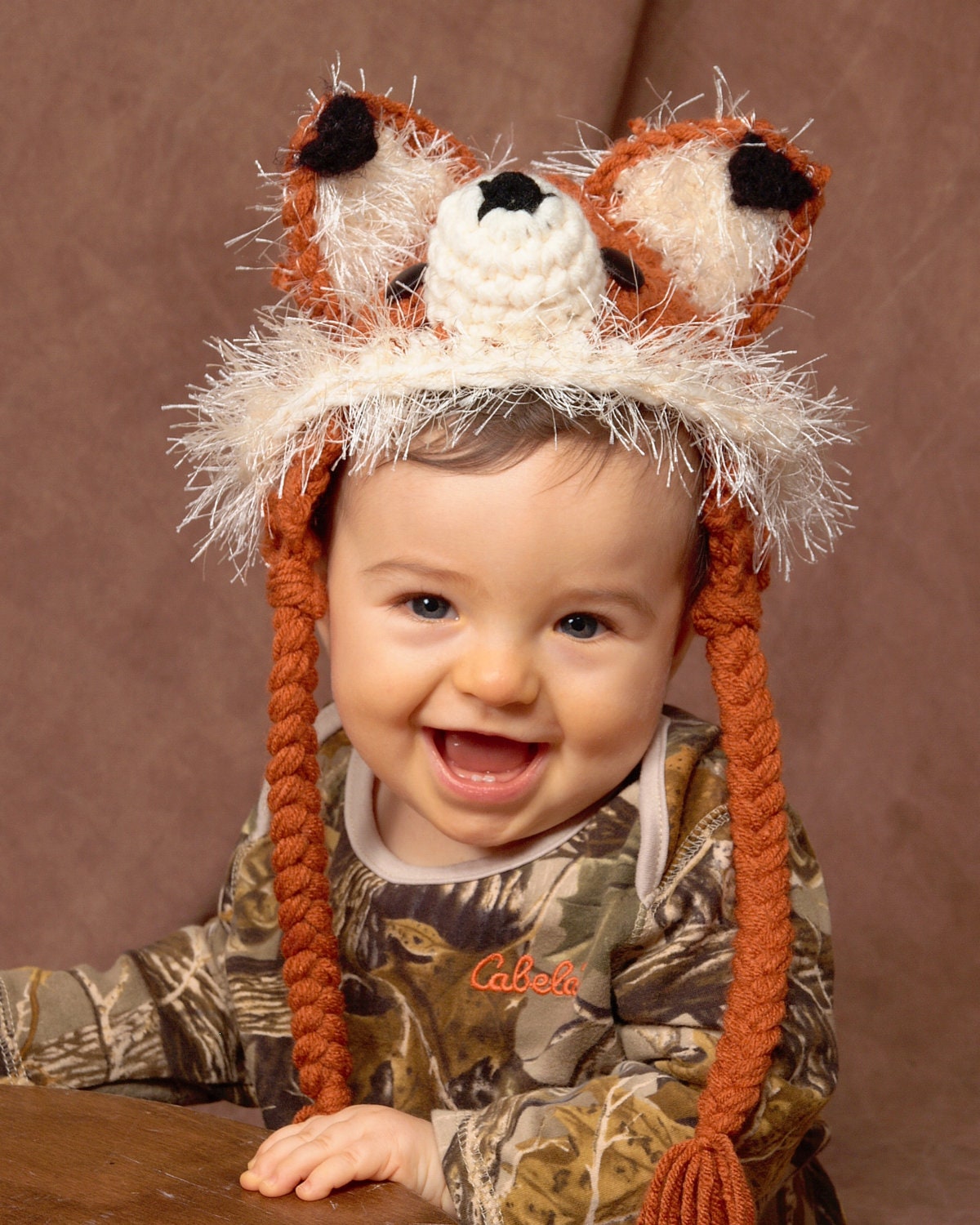 FOX -Earflap Hat Only - TODDLER - Boy - Girl - PHOTO PropMade to Order - Burnt Pumpkin - Orange - Rust
