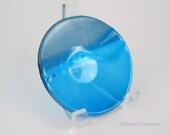 Turquoise and Slate Blue - Fused Glass Dish - Candle Dish - Trinket Dish - Soap Dish