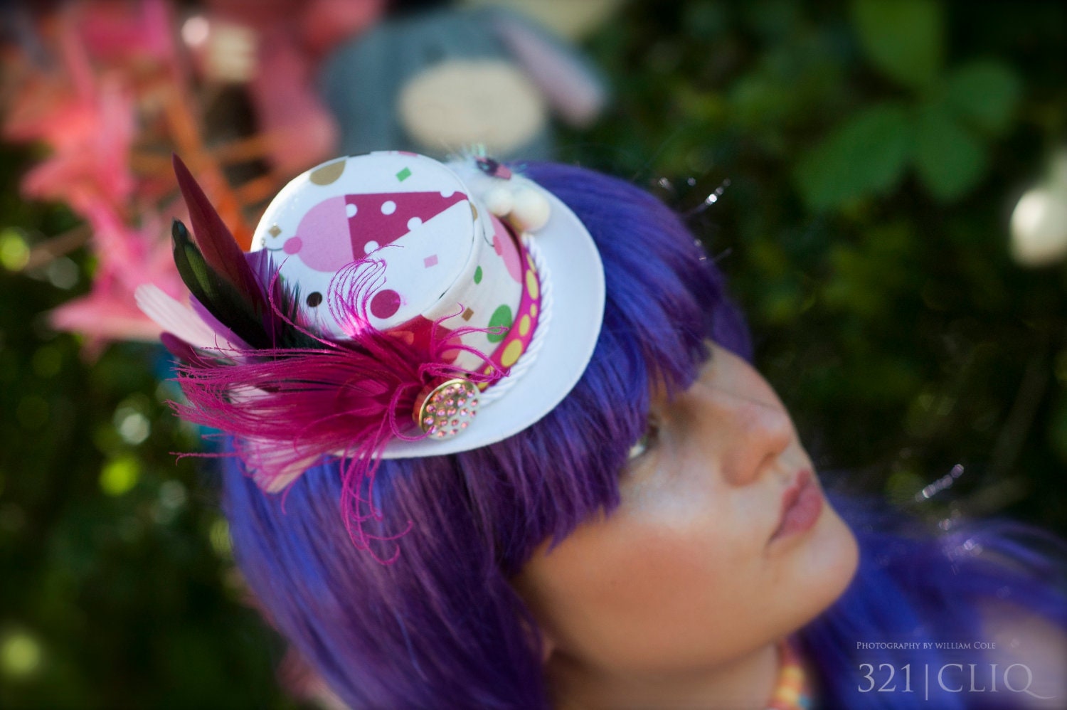 Ice Cream Mini Top hat - Kawaii Sweets Tea party - Pink and Blue Candy Land Ostrich and Peacock Feather Fascinator