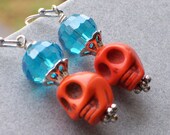 Halloween Orange Skull Earrings