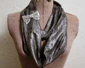 Silver and Black Lace Cowl Scarf Victorian Elegant Goth Accessory