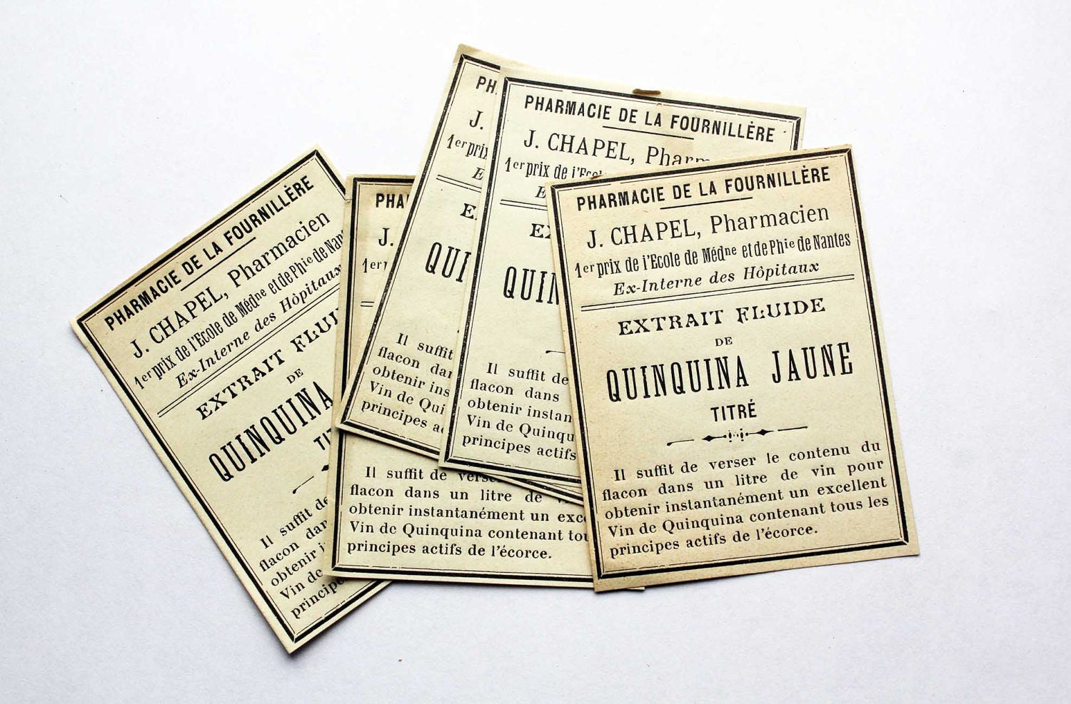 French apothecary labels - medicine 1920s unused labels - perfect for collage and assemblage - LucieTalesVintage