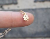 Clover Necklace - Gold Shamrock Necklace . Four Leaf Clover Pendant . St Patricks Day Jewelry .  24K Gold-Dipped Sterling Silver . Gift