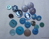 Buttons 20 Blue and Aqua Vintage Shank and 2 hole