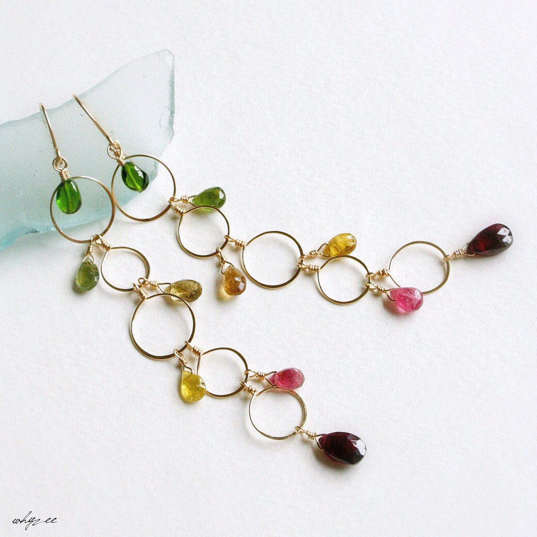 WILDFLOWER - tourmaline gold earrings