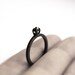 Diamond thorn . black diamond oxidized sterling silver ring