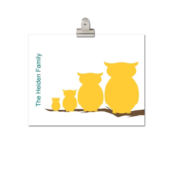 Custom Family Tree Print, Owl Print,  Custom Silhouette, Woodland,  Modern Print,  11x14 print, Orange, Brown, Fall Colors