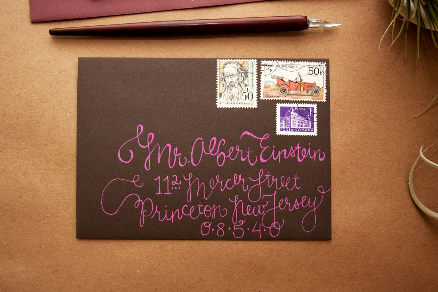 Wedding Calligraphy - Fun, Quirky Chocolate Brown Envelope Addressing