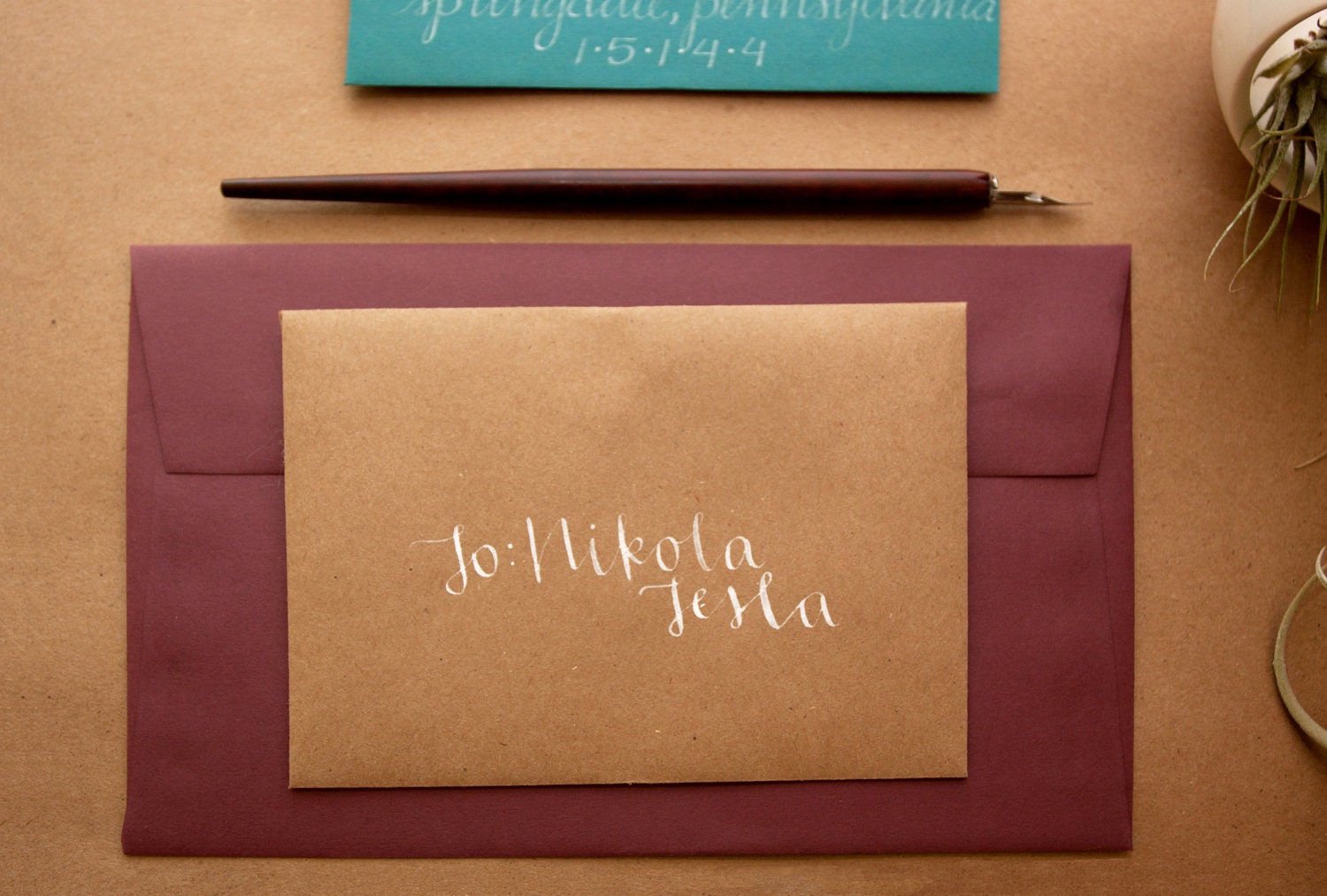 Wedding Calligraphy Envelope Addressing - Kraft and White
