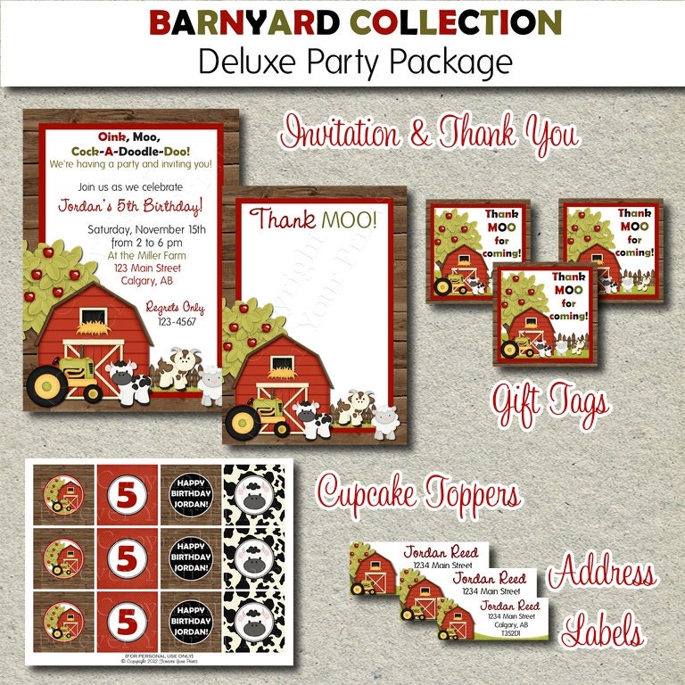 Barnyard Birthday Party Package - DIY - You Print - DELUXE PACKAGE Il_570xn