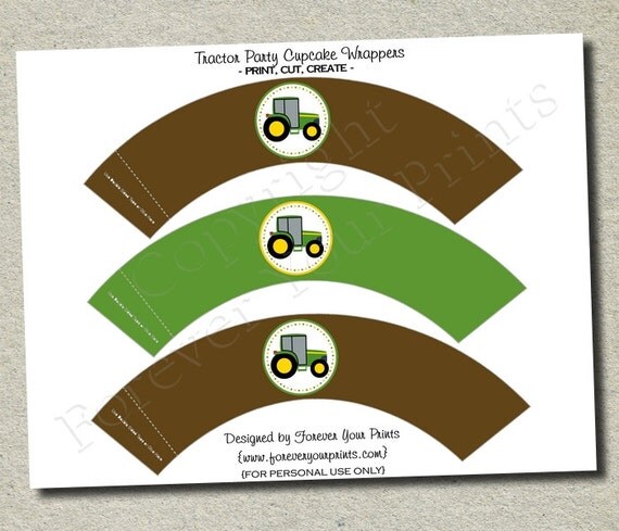 Tractor Party Cupcake Wrappers - INSTANT DOWNLOAD Il_570xn