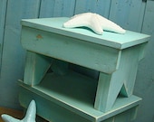 Step Stool Bench Footstool in Seafoam Turquoise