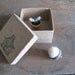 Felted wool seedling in an tiny terra cotta pot