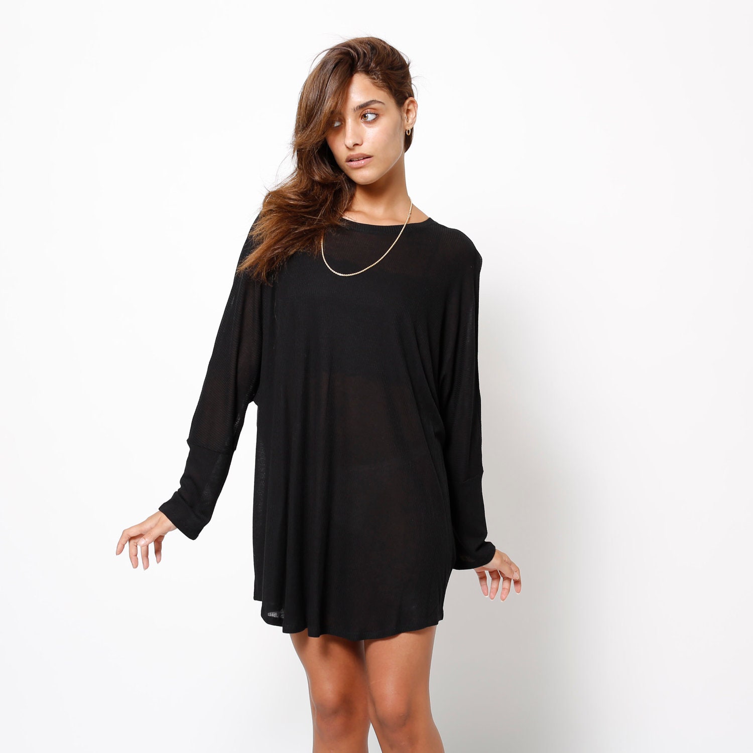 Mother day sale Winter women black tunic, one size fits all