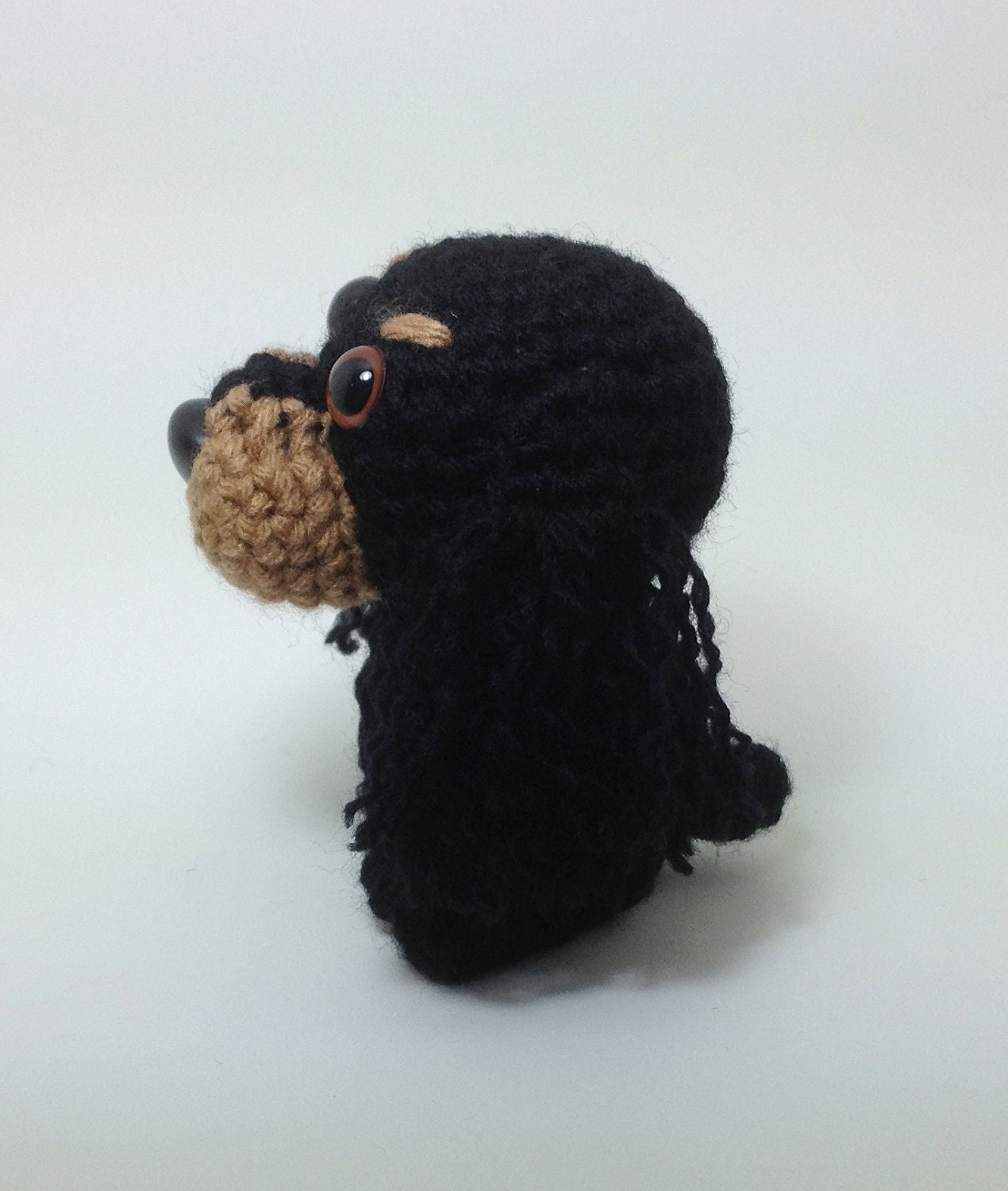 Cocker Spaniel Plush Puppy Amigurumi Dog Black and Tan Stuffed Animal Handmade Crochet Dog Dog Doll / Made to Order